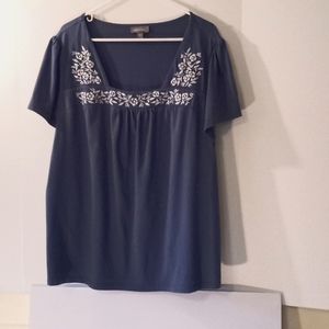 Essentials Women's Square Neck Tee - Size (2X) - Blue - Cotton